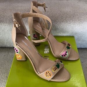 Gianni Bini Tan Embroidered Women's Sandals